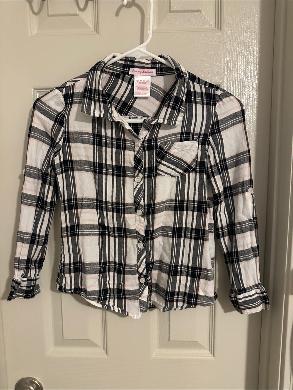 Tommy Bahama Kids Black and White Plaid Button-Down Shirt